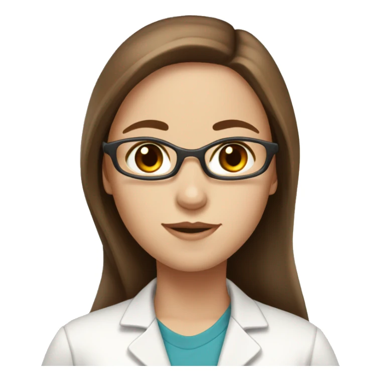 Laboratory girlie, white complexion, long brown hair, brown eyes sticker