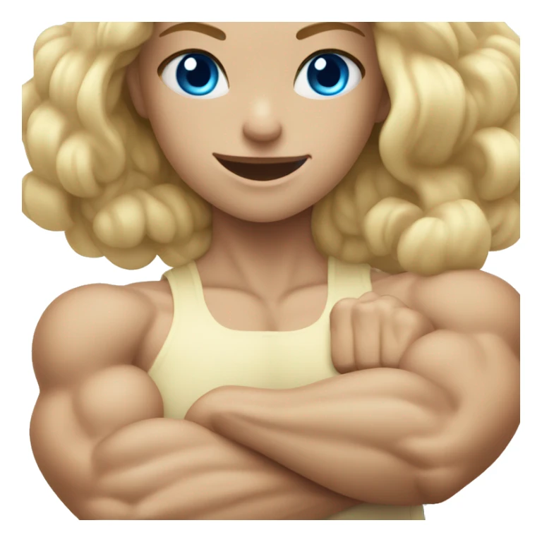 blonde blue eyed girl flexing muscles sticker