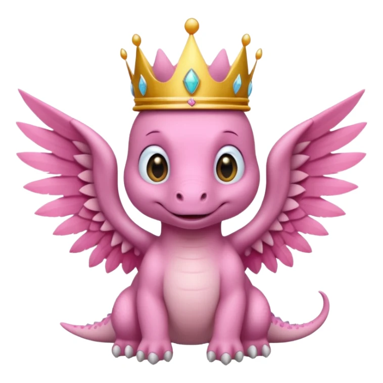 pink baby dinossaur with wings with a crown sticker