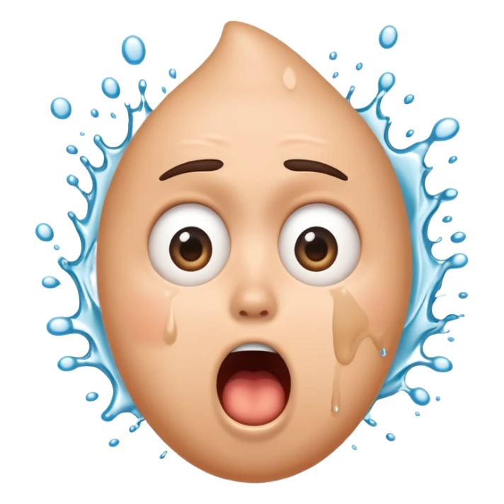 A shocked, surprised face reacting to toilet water splash sticker