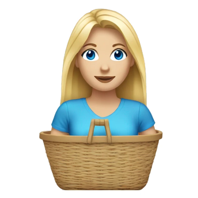 Blonde woman, blue eyes, target basket sticker