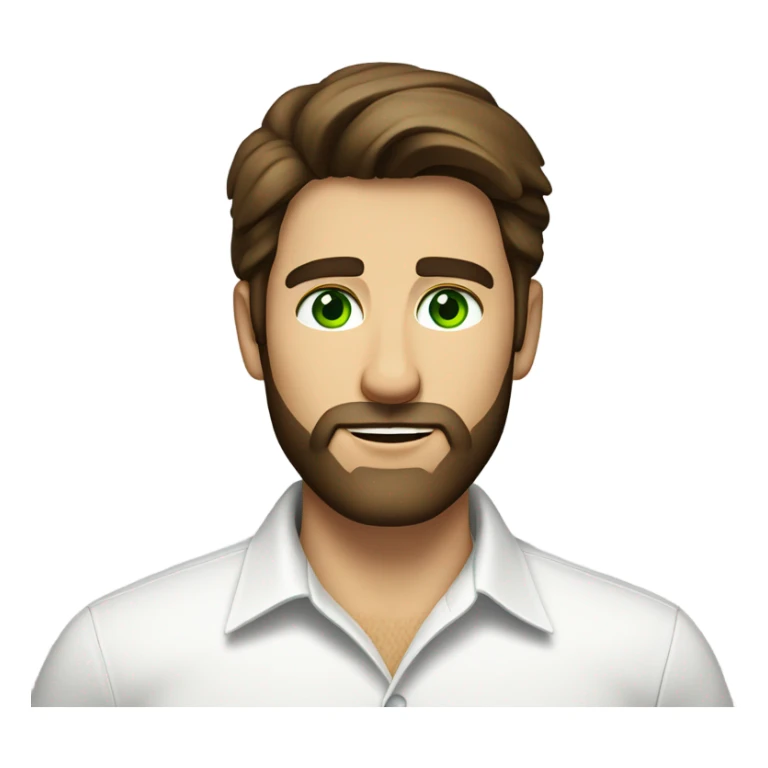 handsome optimist brunette man and beard green eyes wearing white button down shirt  sticker