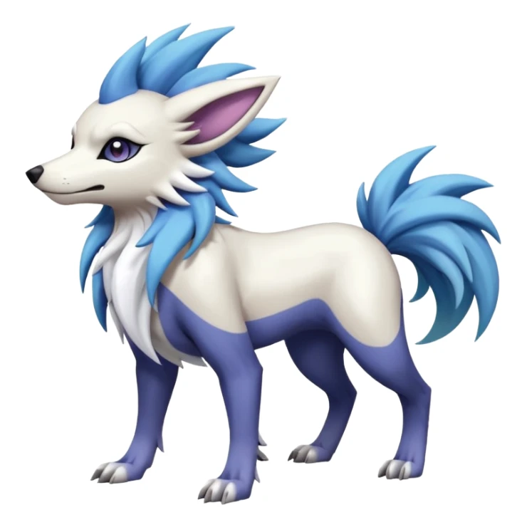 Suicune-Lycanroc-Absol-Fakémon-hybrid-creature (full body)  sticker