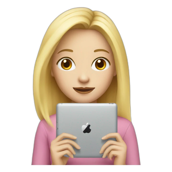 girl blond with ipad sticker