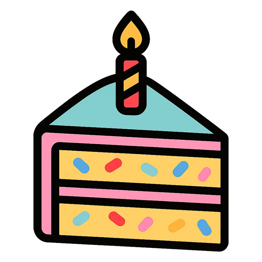 slice of pastel funfetti birthday cake sticker