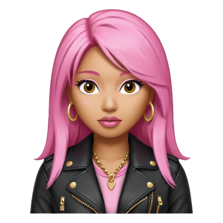 Nicki Minaj pink hair wear leather jacket sticker