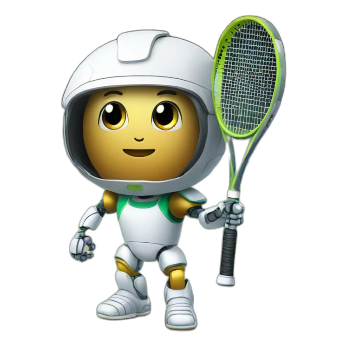 Robot potato in tennis uniform sticker
