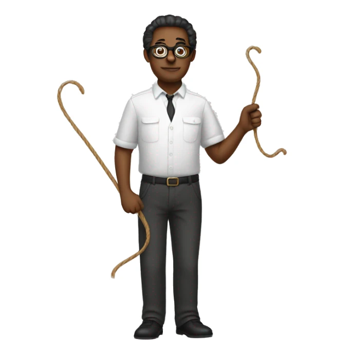 man wearing glasses with a whip in hand sticker