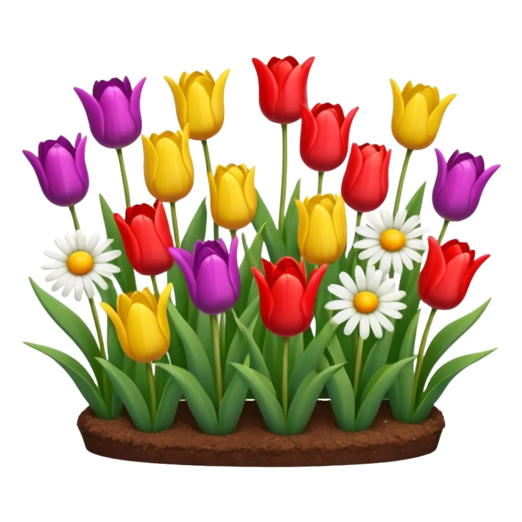 flower bed with a mix of tulips and daisies sticker