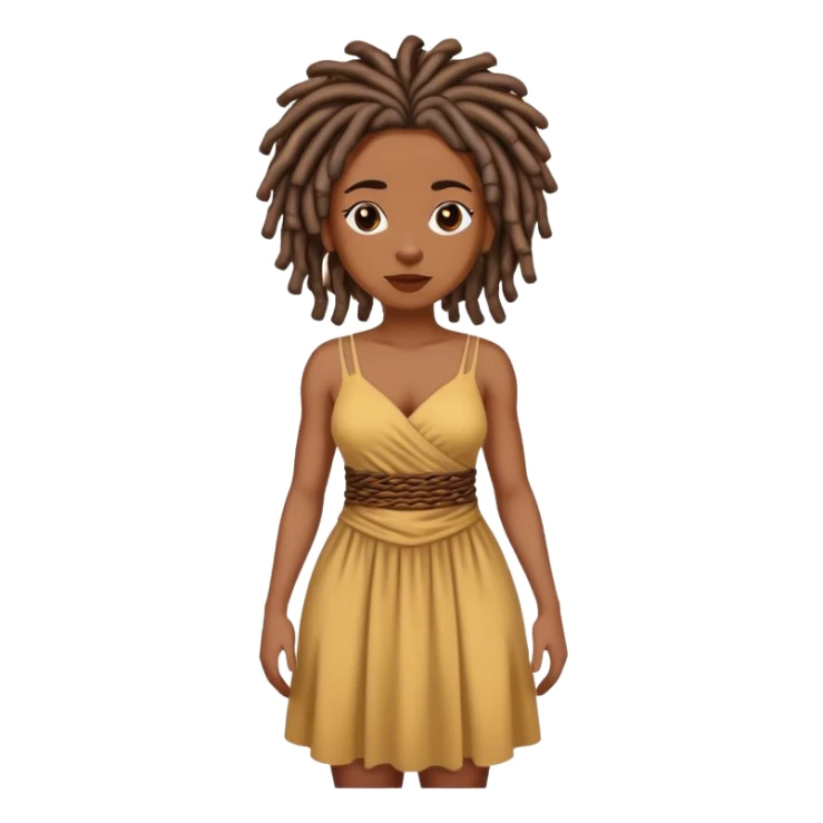 Black woman with locs with a dress sticker