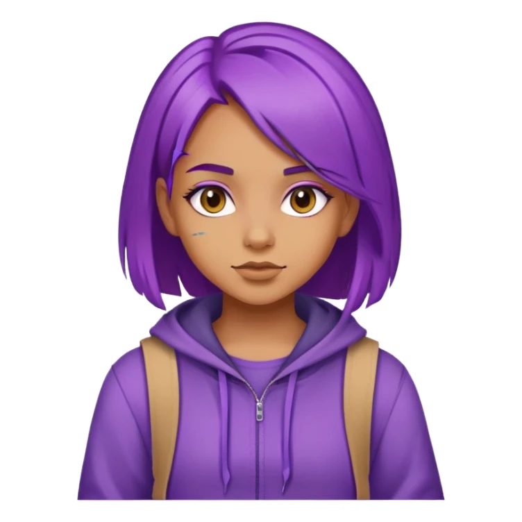 girl with purple hair wearing a cool outfit sticker