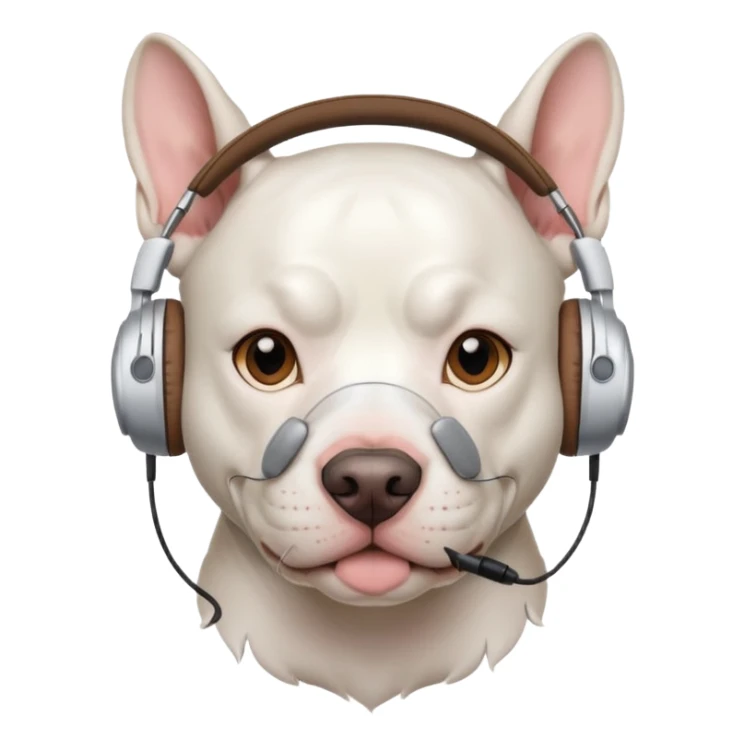white pitbull head with headphones sticker