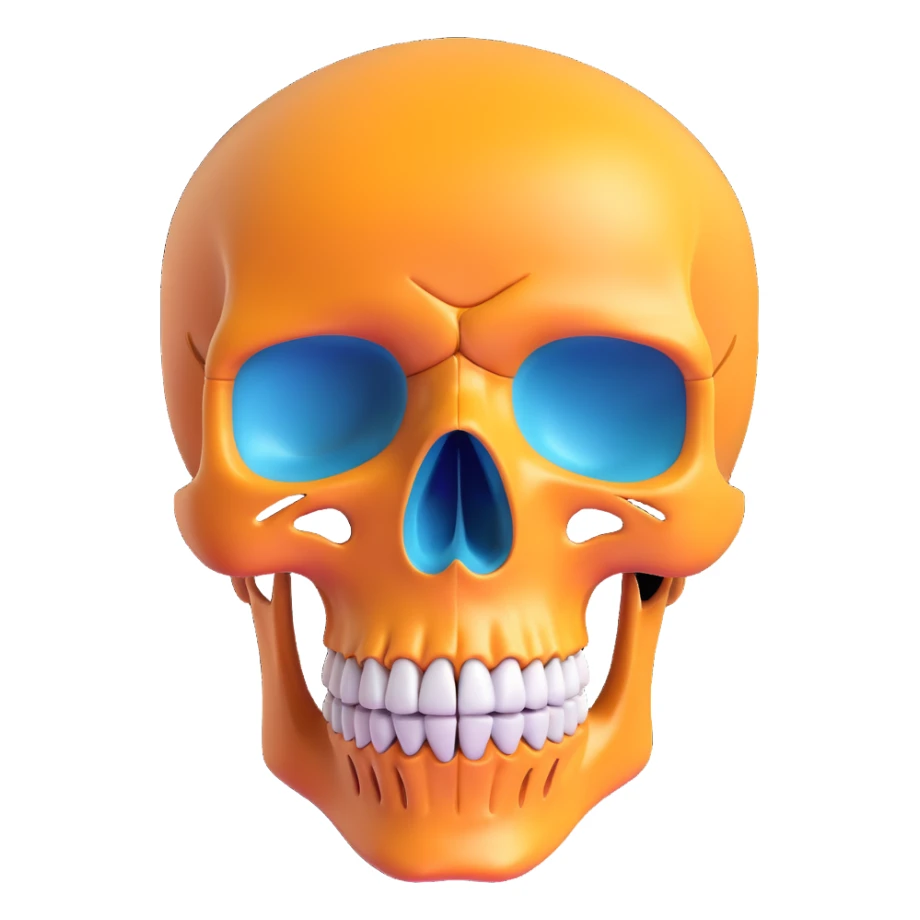 skull with mind blown effect, cartoonish, 3D emoji style sticker