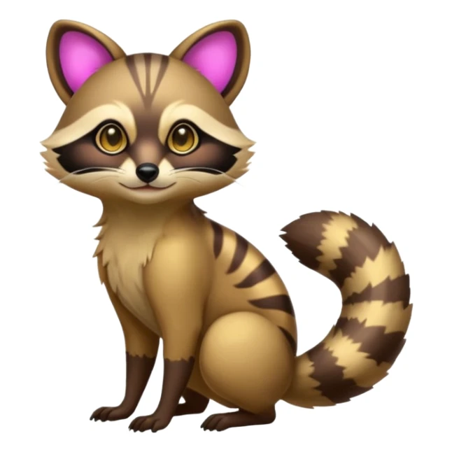 Colorful neon-colored exotic shiny beautiful fantasy-Cacomistle-tanuki-genet-oncilla-animal-hybrid (full body) sticker