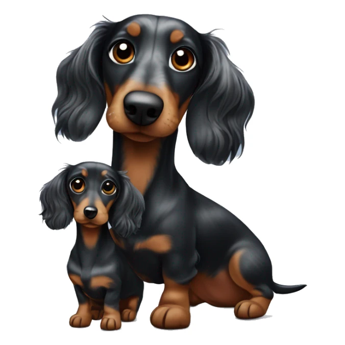 Long-haired black merle dachshund with small one  sticker