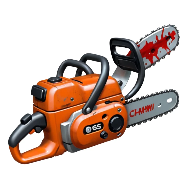 Small chainsaw, horror style, anime emoji, no background sticker