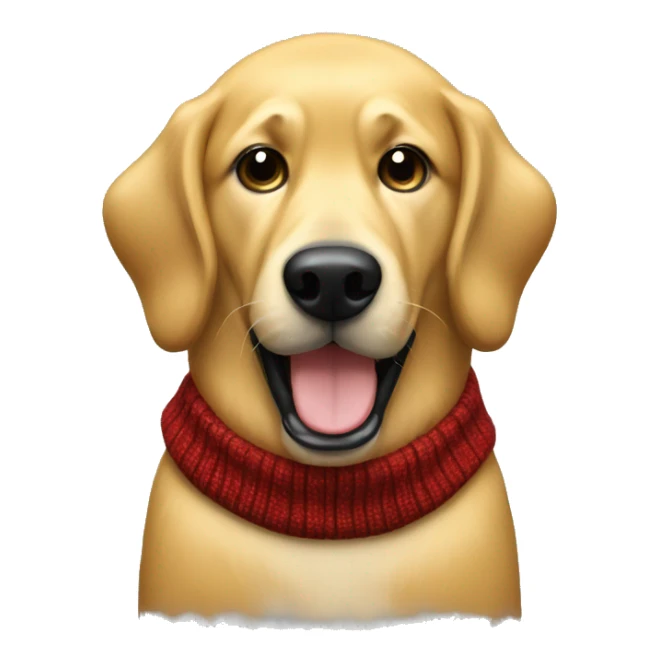 Large Golden dog with black jaws in Christmas sweater sticker