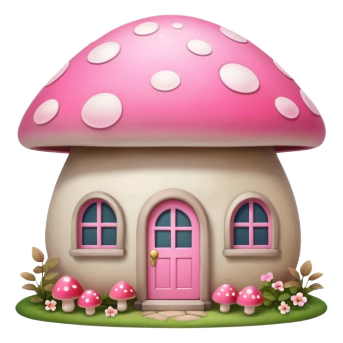 Girly pink tone cottage mushroom home sticker