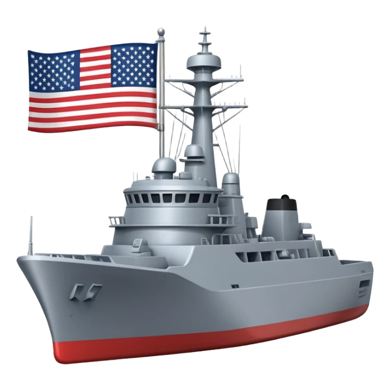 generate a very realistic American modern war ship with little flag sticker