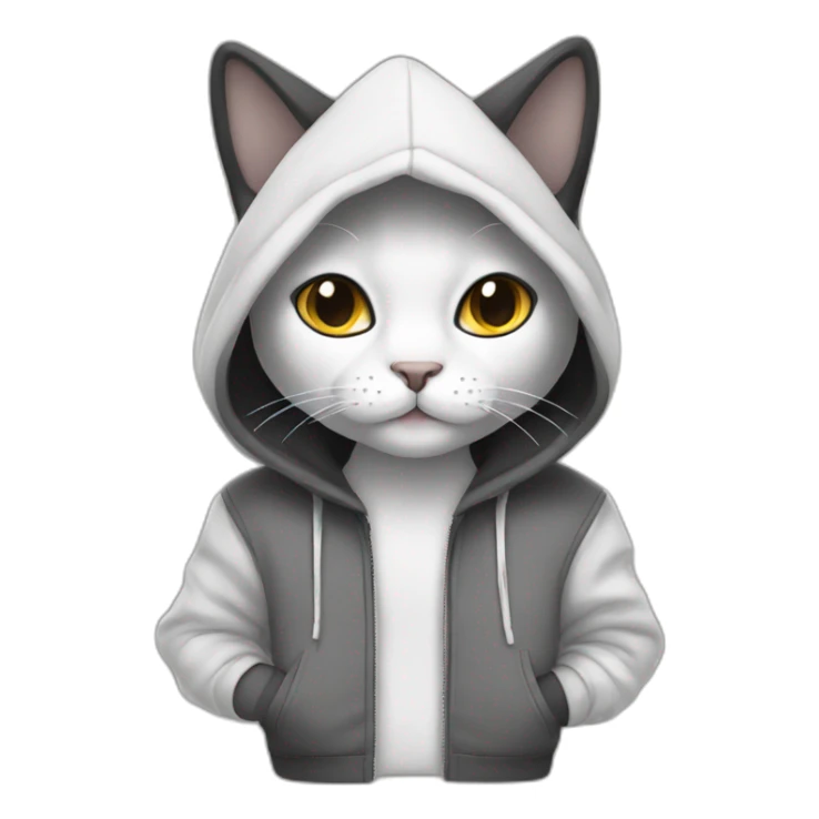 Cat who is black and white wearing hoodie sticker