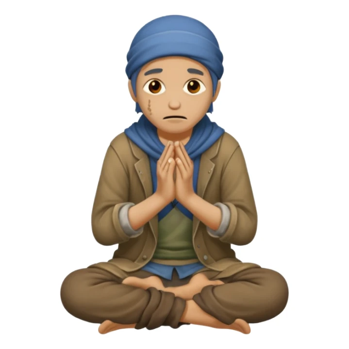 Beggar on knees with hands out sticker