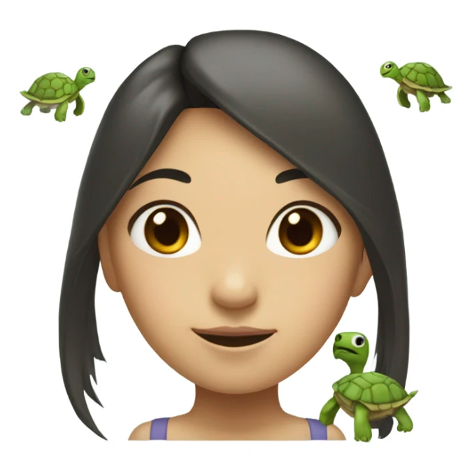 asian girl head attached to turtle body sticker