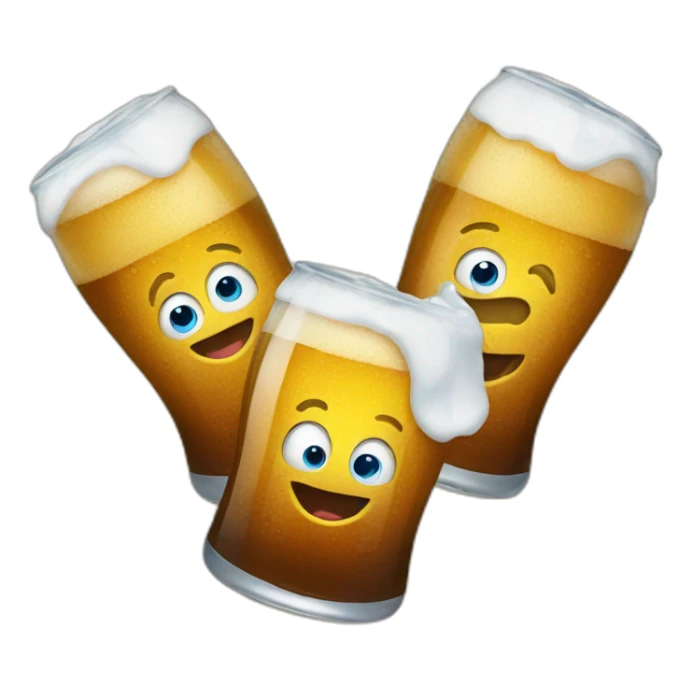Three smiling beers emojis with blue eyes sticker
