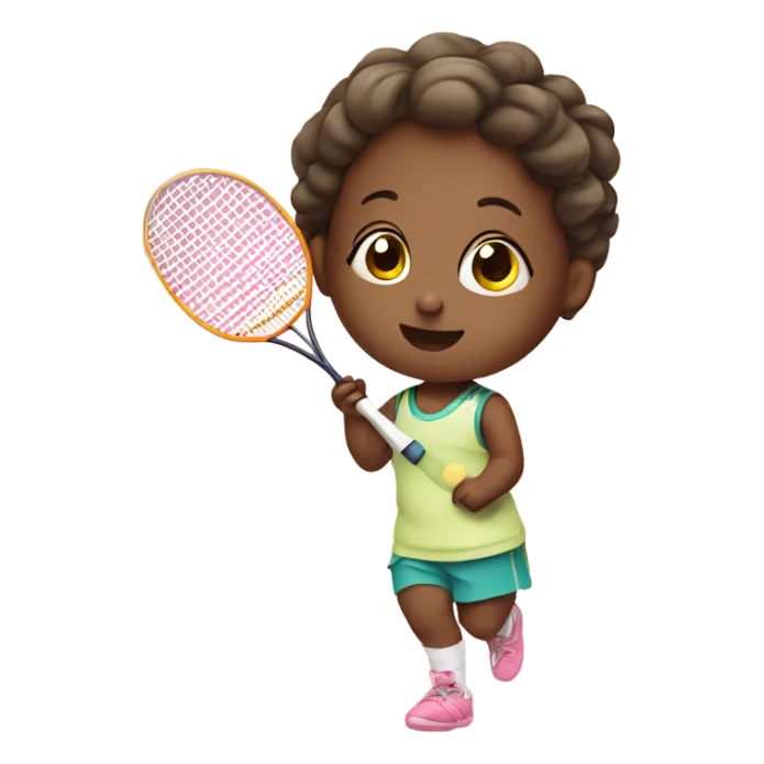 Cute baby girl playing badminton  sticker