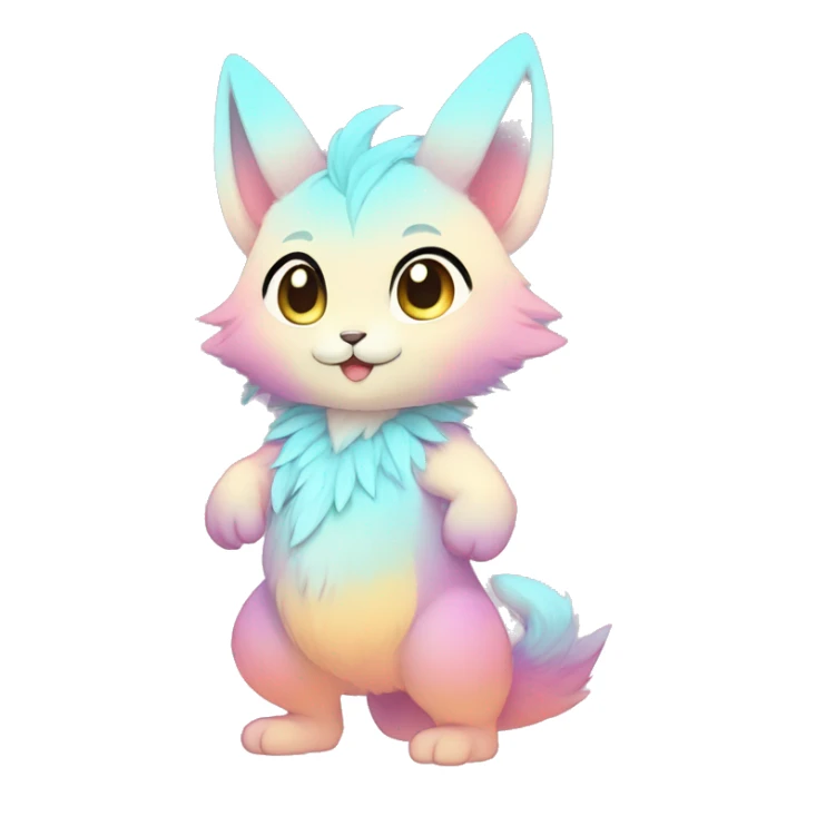 Anthro-Pastel-Gradient-Fur-Sona-Chibi-Shiny-Fakémon full body sticker