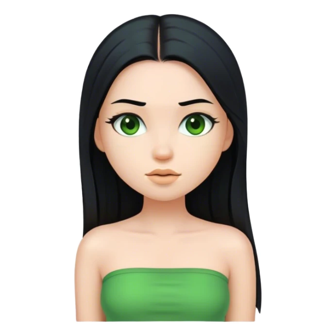 Girl with long straight black hair and green tube top  sticker