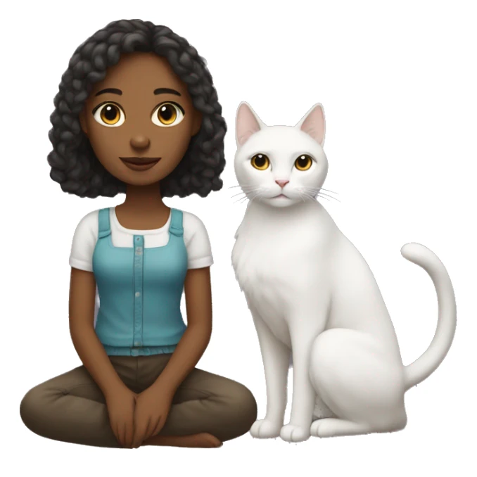 A fair girl with a white cat sticker