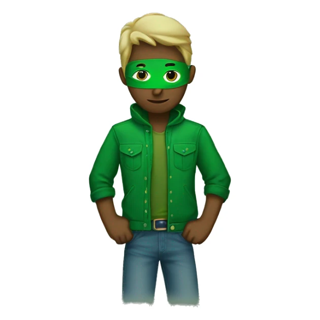 A Dude masked with a green bandana, wearing a green jacket sticker