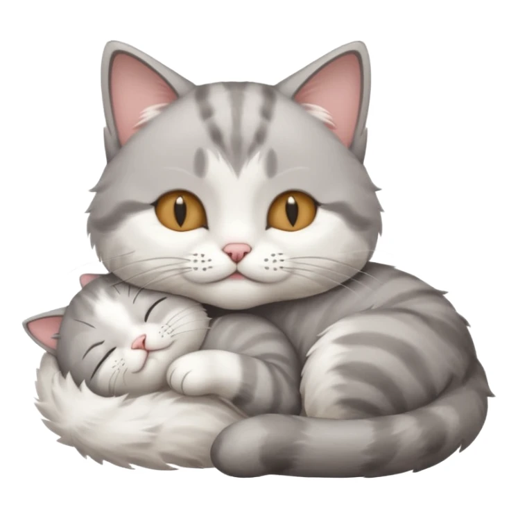 grey and white small cat with its eyes closed lying down with his paw curled under his head holding it up sticker