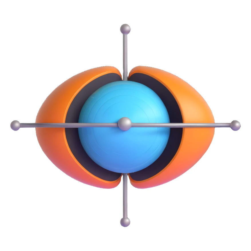 neutron approaching nucleus with cross section highlighted sticker