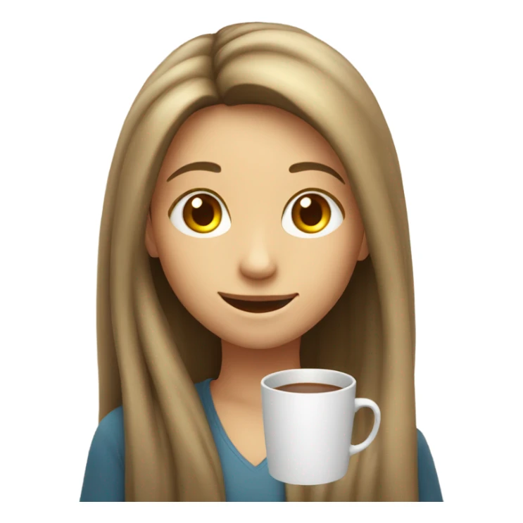 smiling girl with long hair with mug sticker