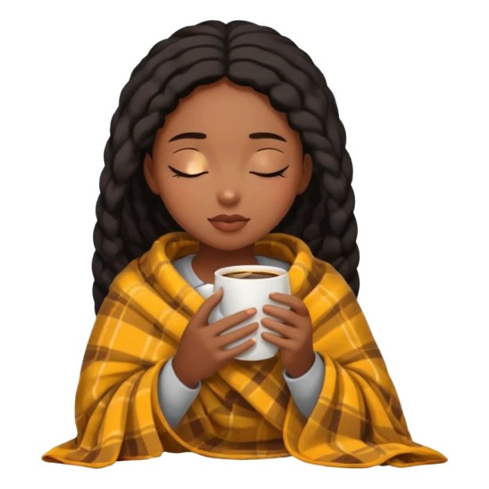 Black girl inside a blanket sipping coffee eyes closed sticker