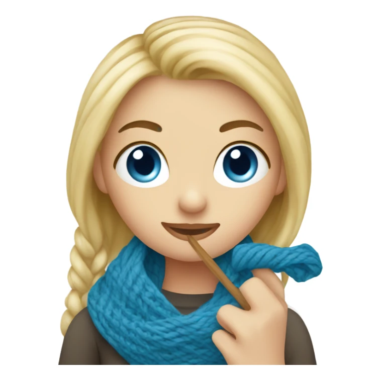 Blue eye blonde girl knitting scarf sticker
