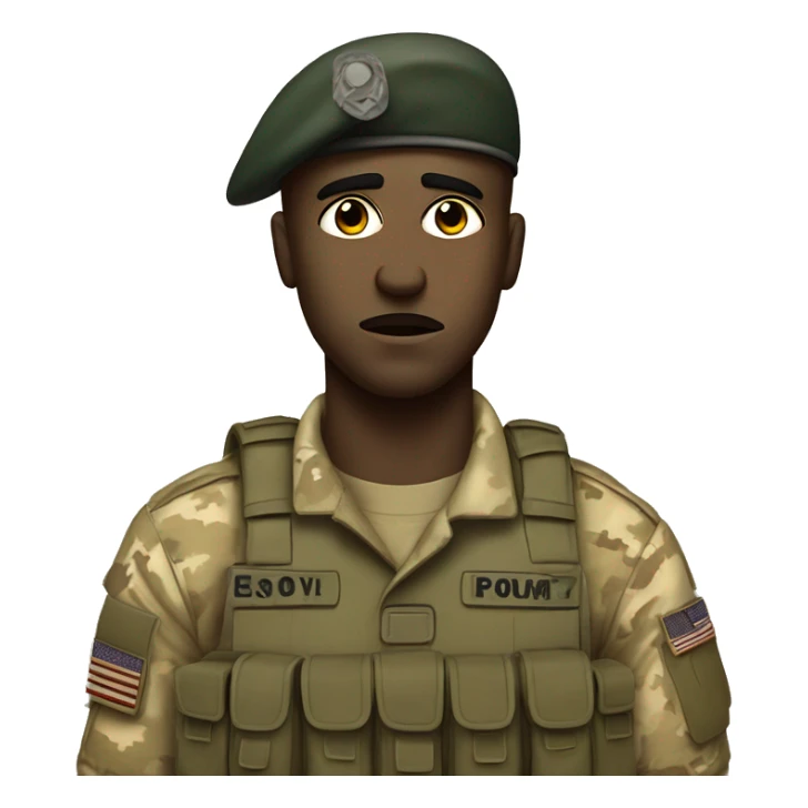 soldier with ptsd staring throug my soulwith bg walls under his eyes sticker