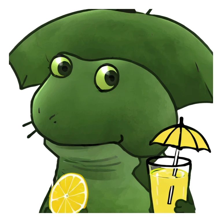 Bunny, bathing on the beach with an umbrella and lemonade sticker