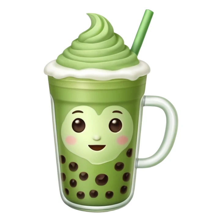 matcha latte with boba and ice without sticks and add a lil coffee  sticker