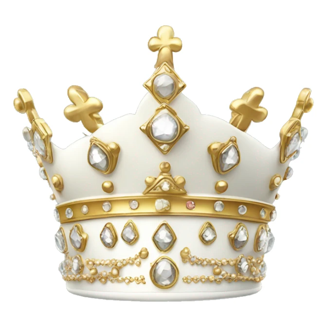 Fancy white crown with gold jewels isolated sticker