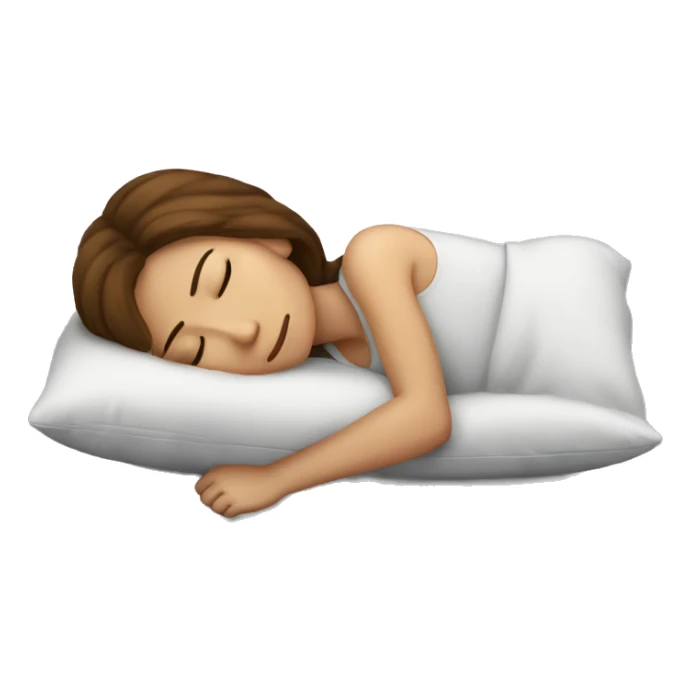 a girl with brown hair sleeping with her head rested on a pillow sticker