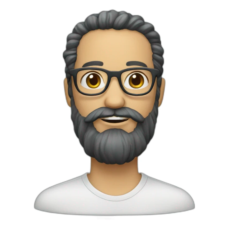 portuguese man very dark brown hairs beard glasses sticker