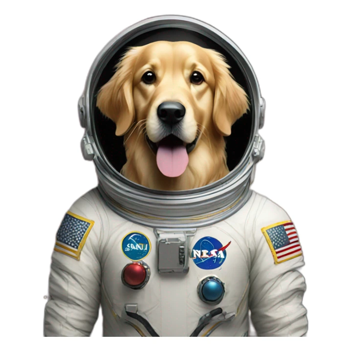 Golden retriever in a space suit sticker