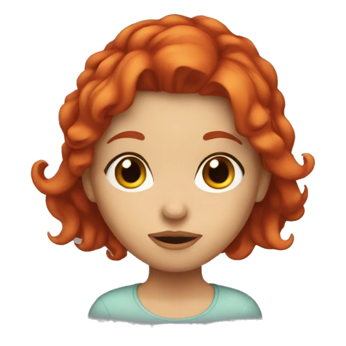 red haired girl kissing sticker