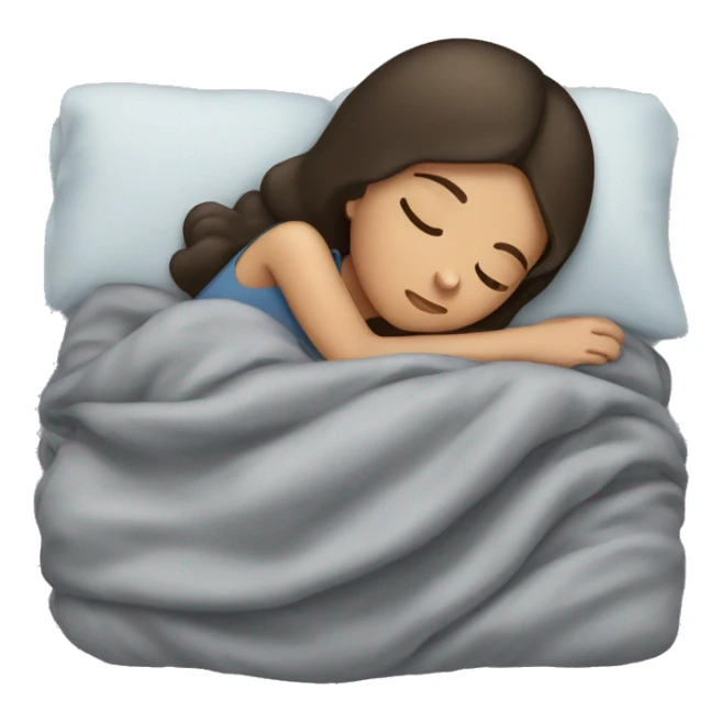Brunette girl sleeping with grey blanket  sticker