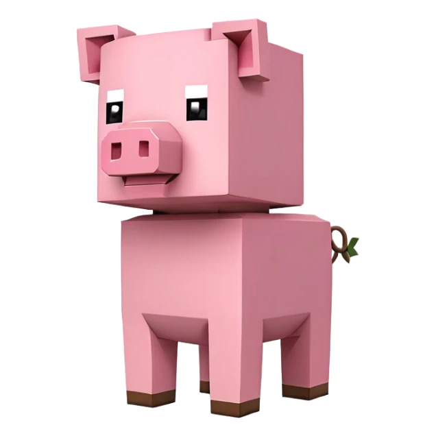 minecraft pig full body pink blocky animal square head square body sticker