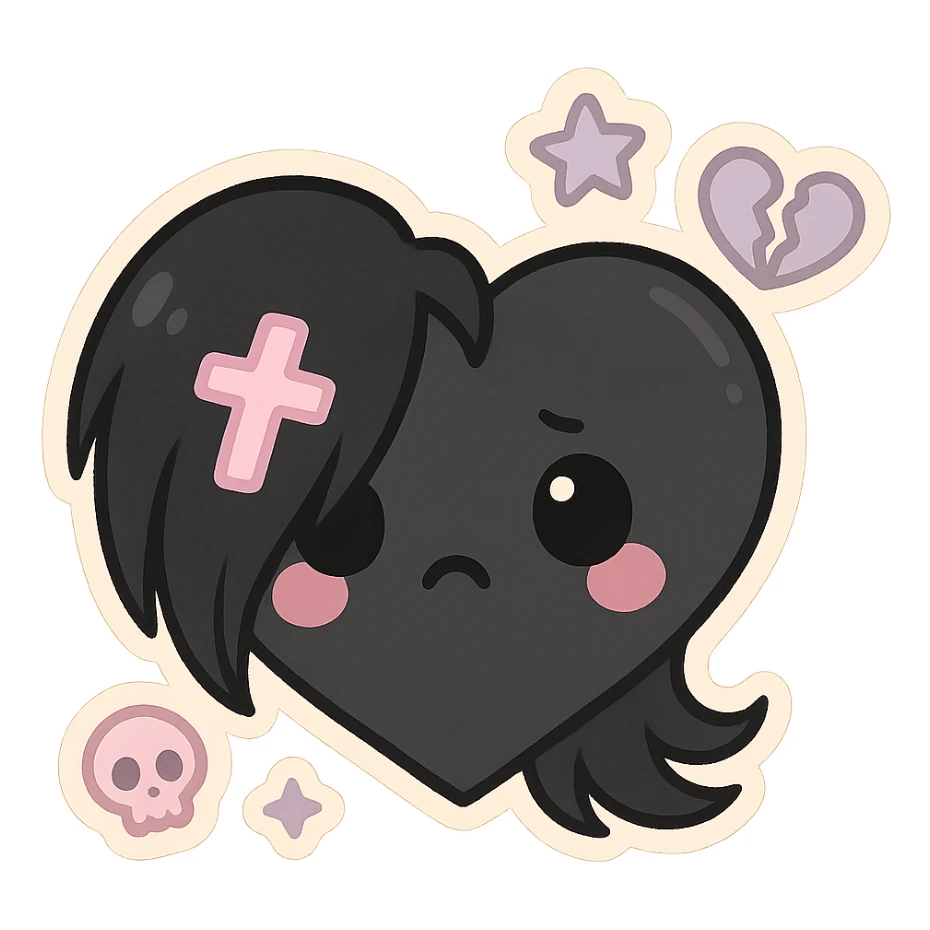 pastel emo black object   sticker