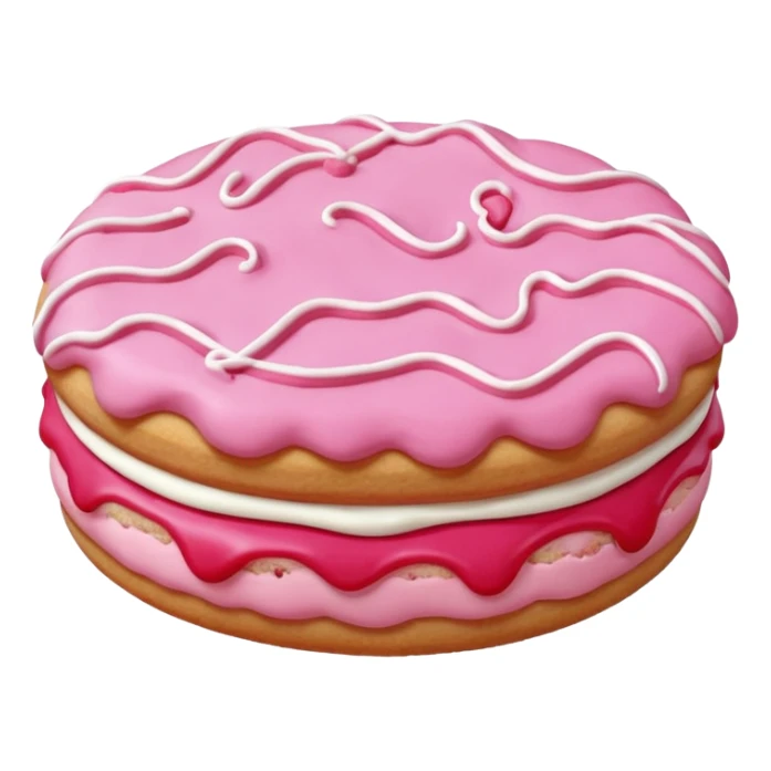 A pink Crumbl cookie with red cream inside sticker