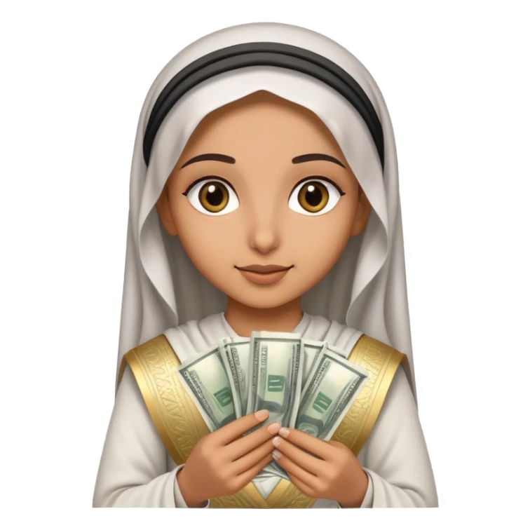 Arab girl with money sticker
